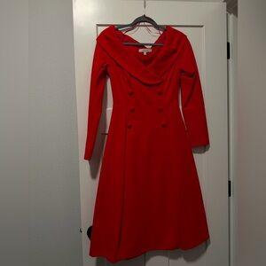 Chic Scarlet Long Sleeve Dress